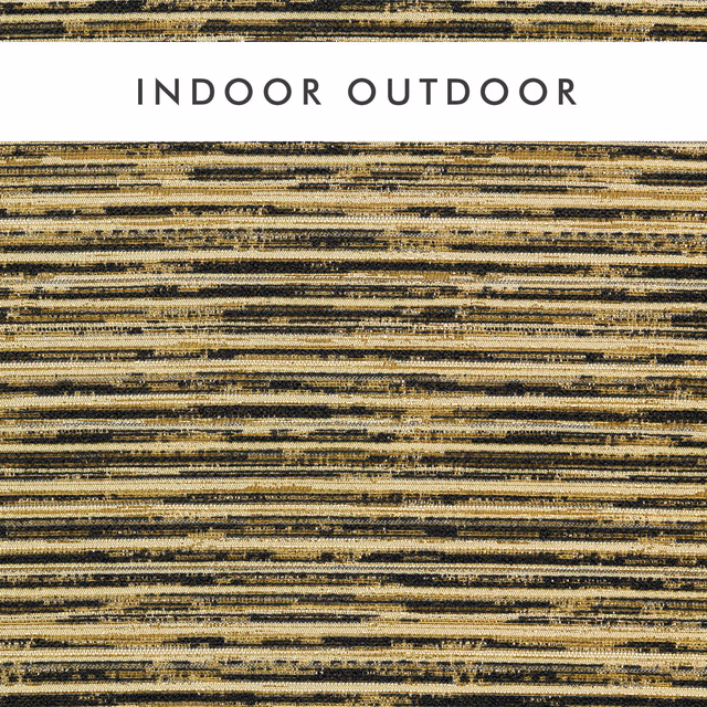 Antique-gold outdoor weave with irregular charcoal and cream horizontal striations