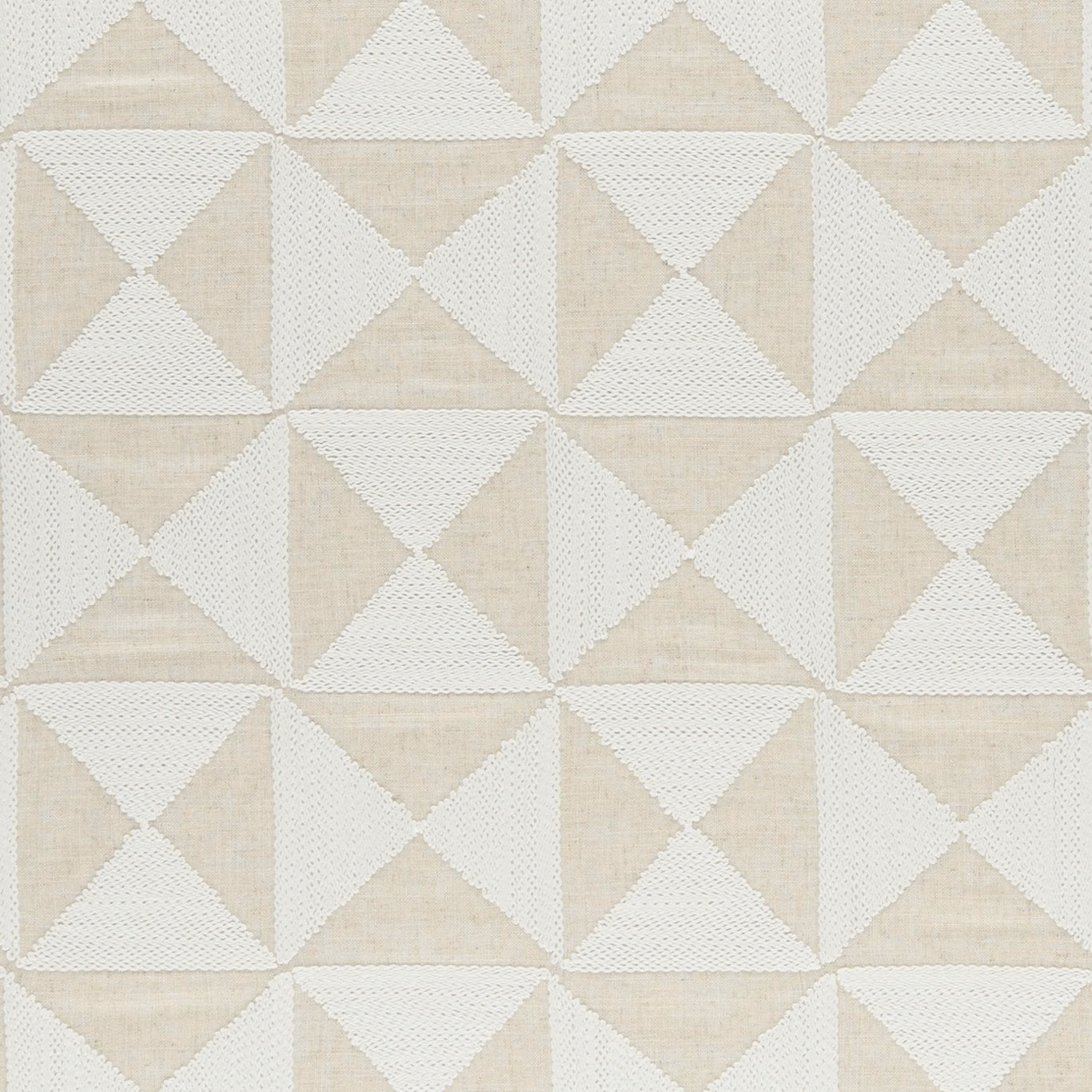 Warm beige and ivory woven triangles forming interlocking diamonds with fine textured striations