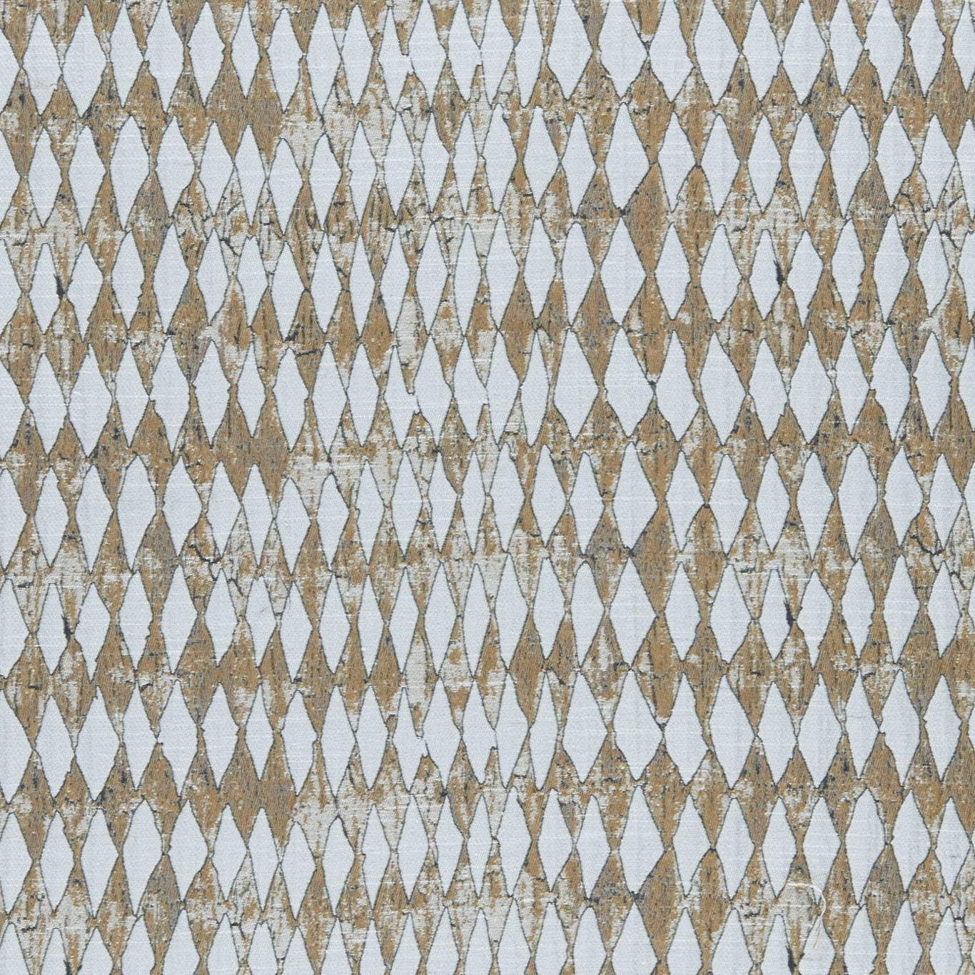 Cinnamon taupe geometric diamond weave with pale blue-grey textured ground
