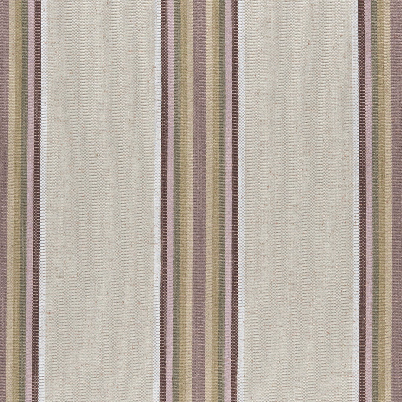 Ivory woven ground with dusty orchid, willow and taupe vertical stripes
