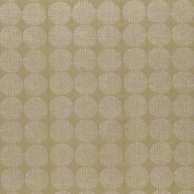 Muted willow-olive weave with cream dotted circles in a regular geometric repeat