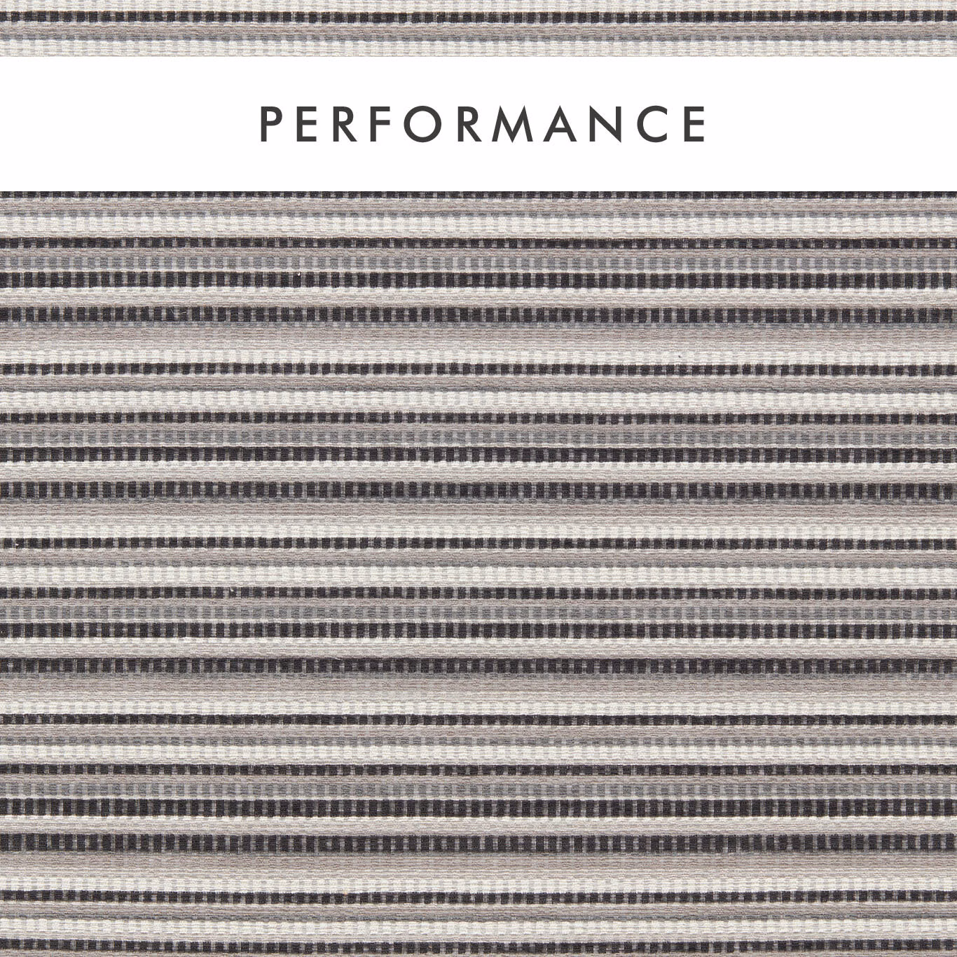 Charcoal and ivory narrow horizontal stripes in a dense woven fabric texture