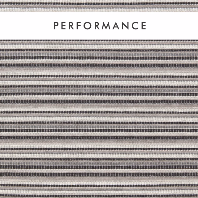 Charcoal and ivory narrow horizontal stripes in a dense woven fabric texture