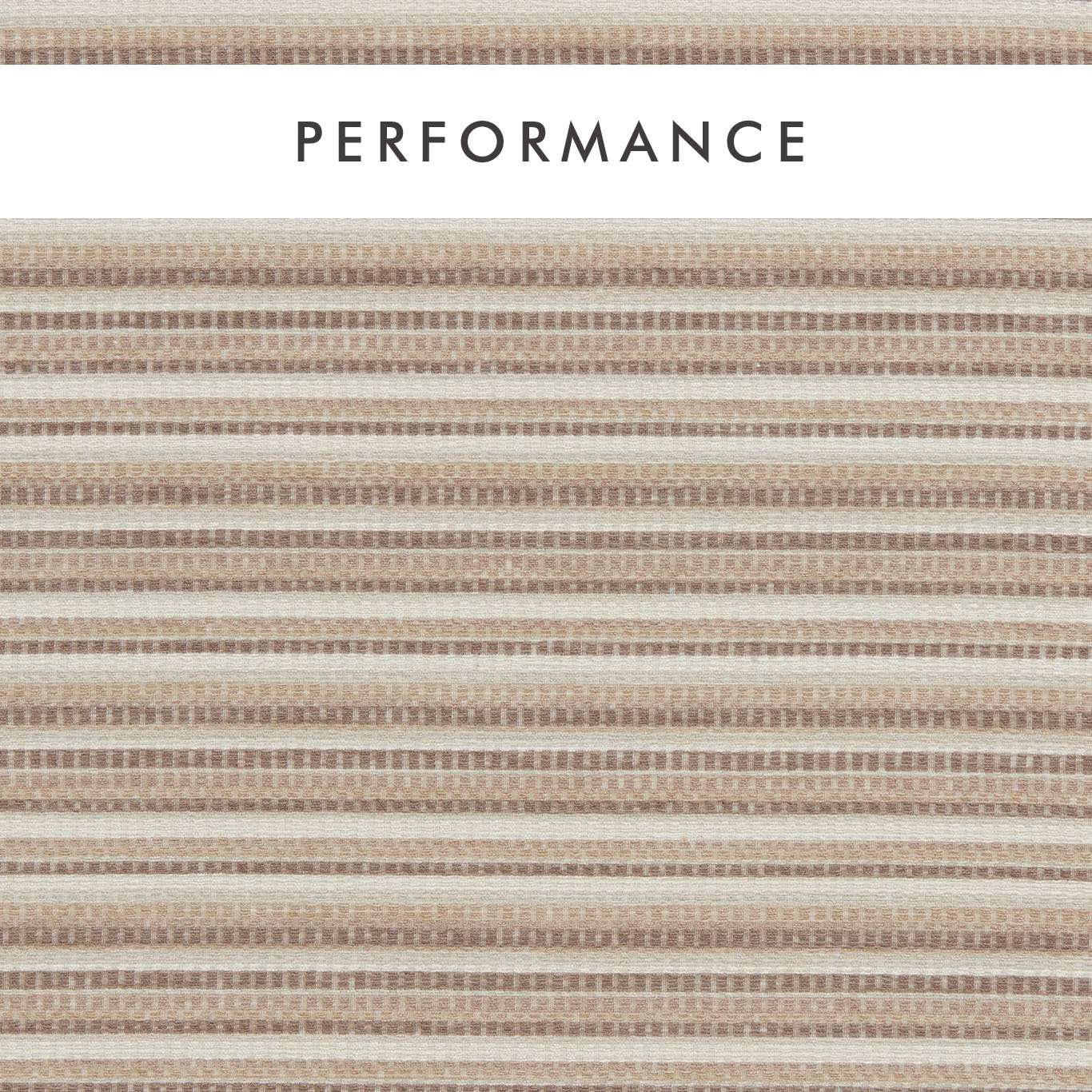 Warm beige woven fabric with fine taupe-brown horizontal stripes and close texture
