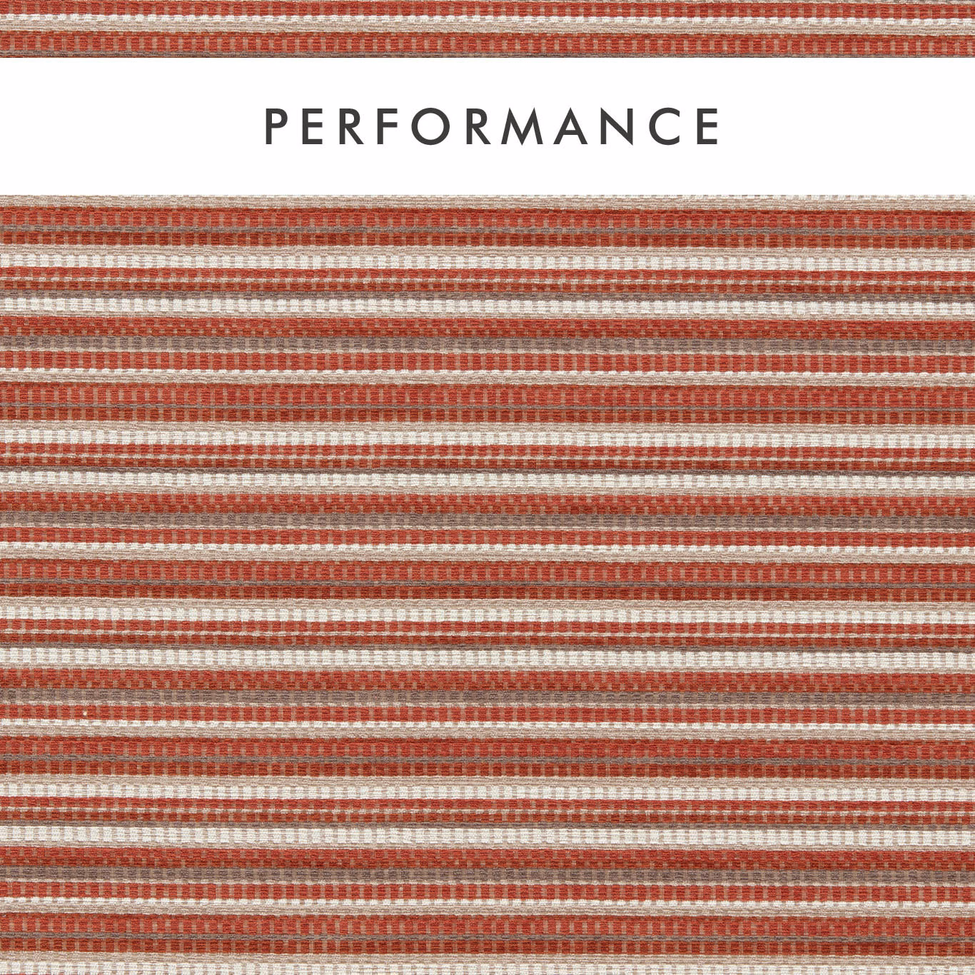 Warm spice-red and cream horizontal woven stripes with a finely ribbed surface