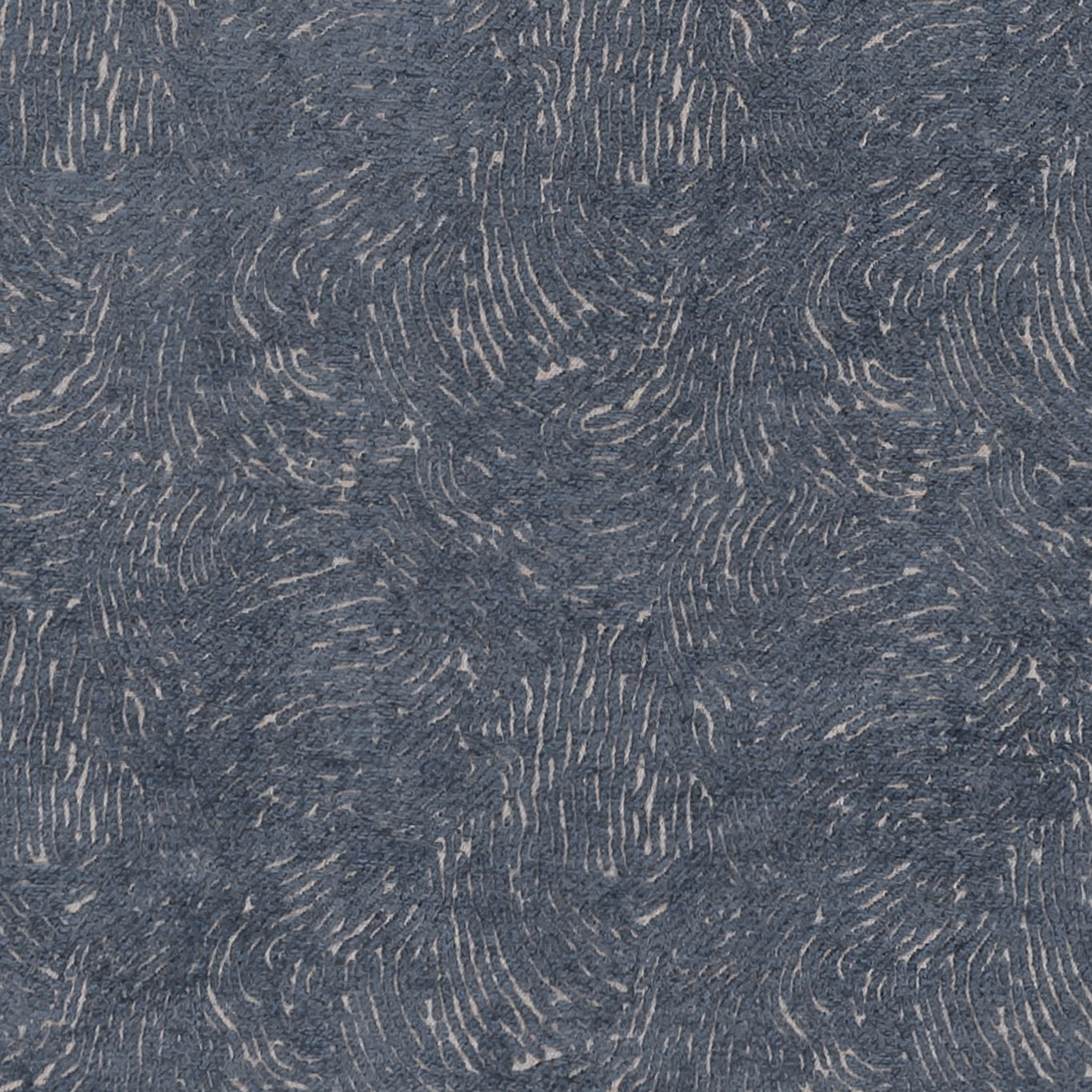 Muted denim-blue weave with pale broken rippling lines and a softly nubby texture