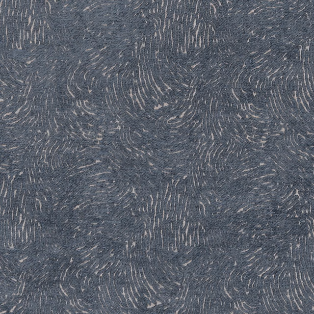 Muted denim-blue weave with pale broken rippling lines and a softly nubby texture