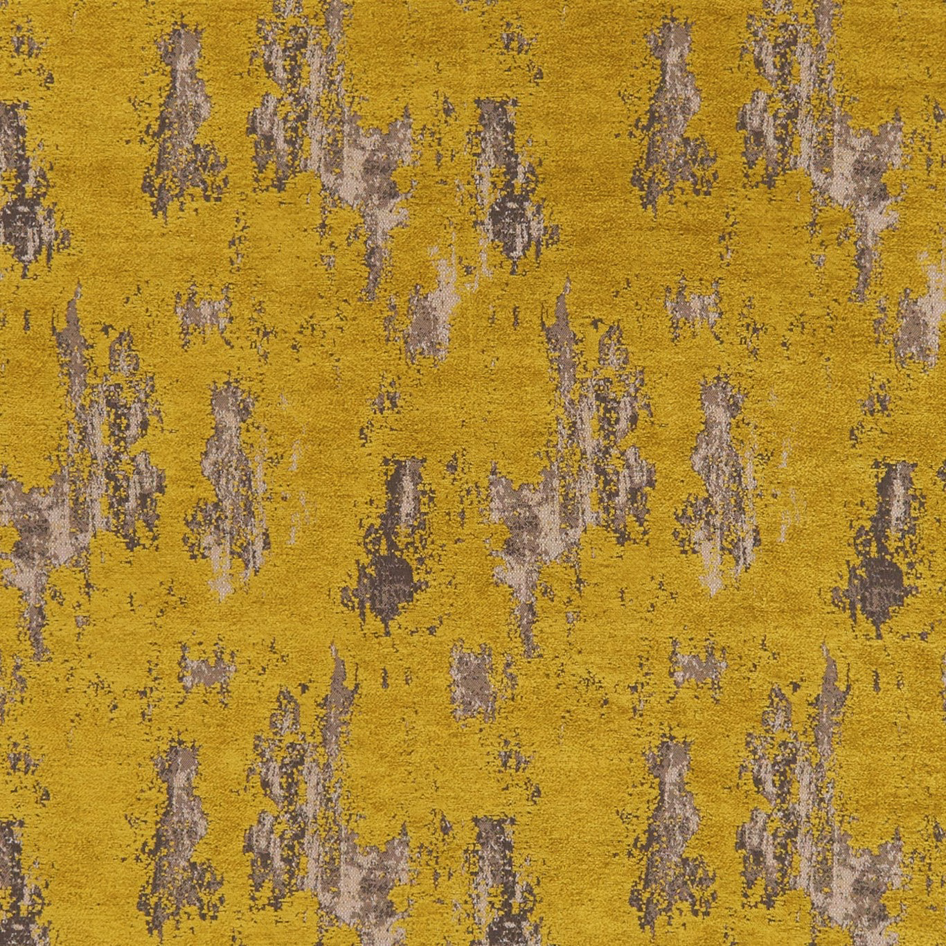 Mustard-chartreuse textured fabric with broken grey-lilac abstract vertical motifs