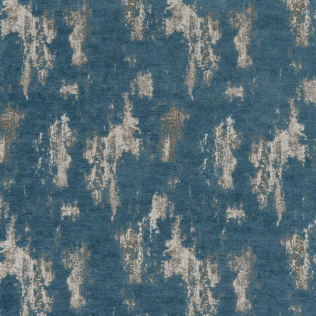 Deep denim-blue woven fabric with distressed pale vertical mineral-like flecks