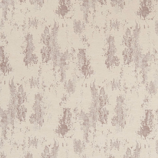 Ivory textile with muted taupe-mauve distressed vertical motifs and soft texture