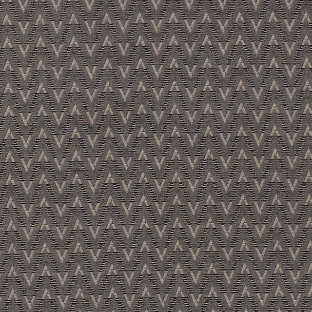 Charcoal grey woven swatch with repeating silver-grey chevrons and fine triangular texture