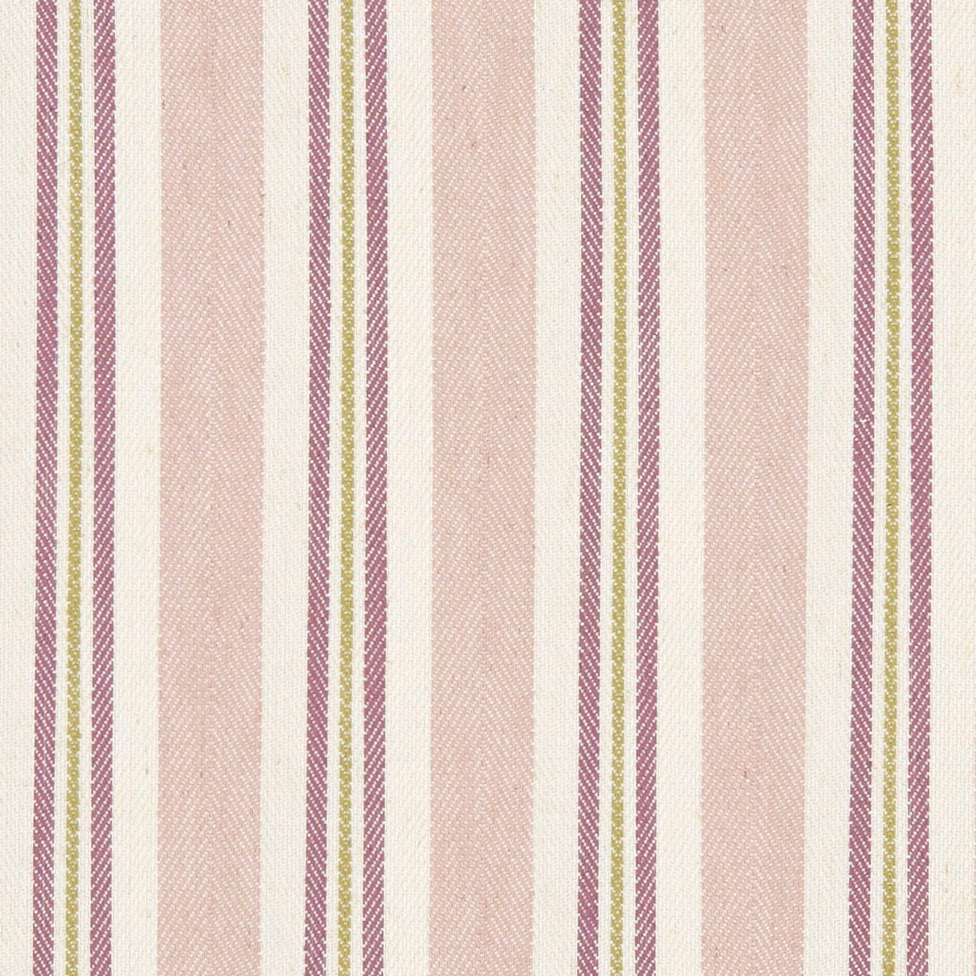 Muted damson, blush, cream and olive vertical stripes in a textured woven cloth