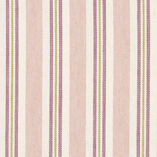 Muted damson, blush, cream and olive vertical stripes in a textured woven cloth