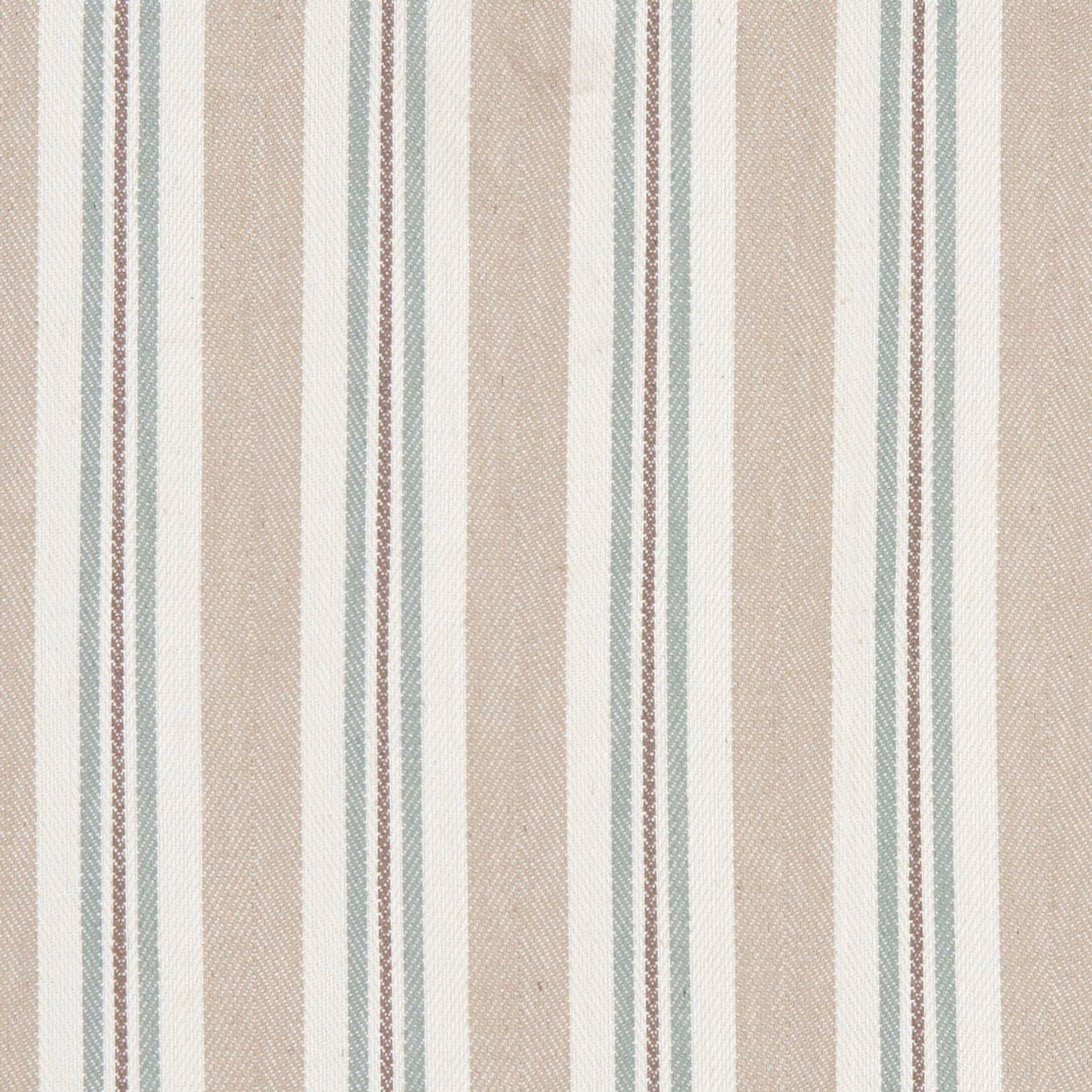 Warm linen striped fabric with mineral blue-green and muted mauve woven accents