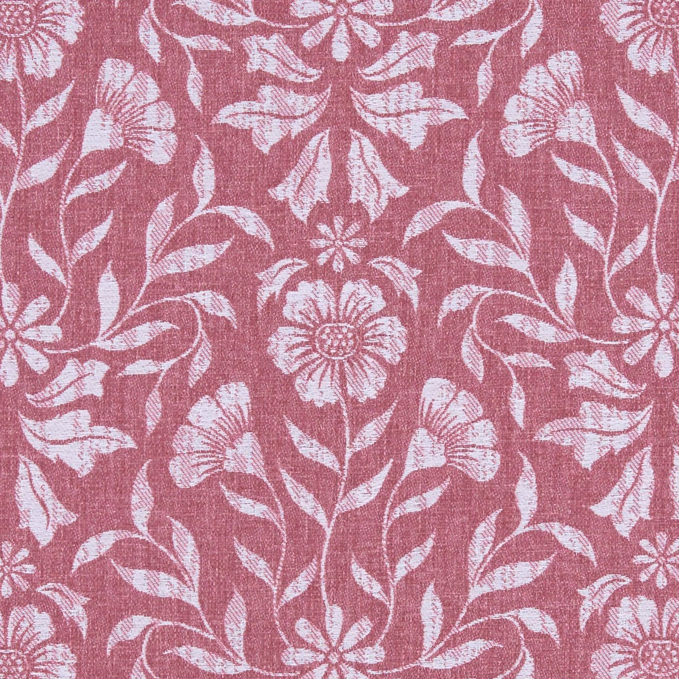 Muted raspberry woven ground with white floral stems, leaves and blooms
