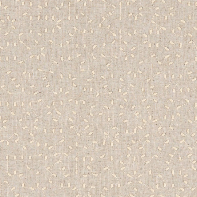 Soft greige woven fabric with ivory looped flecks and fine irregular lines