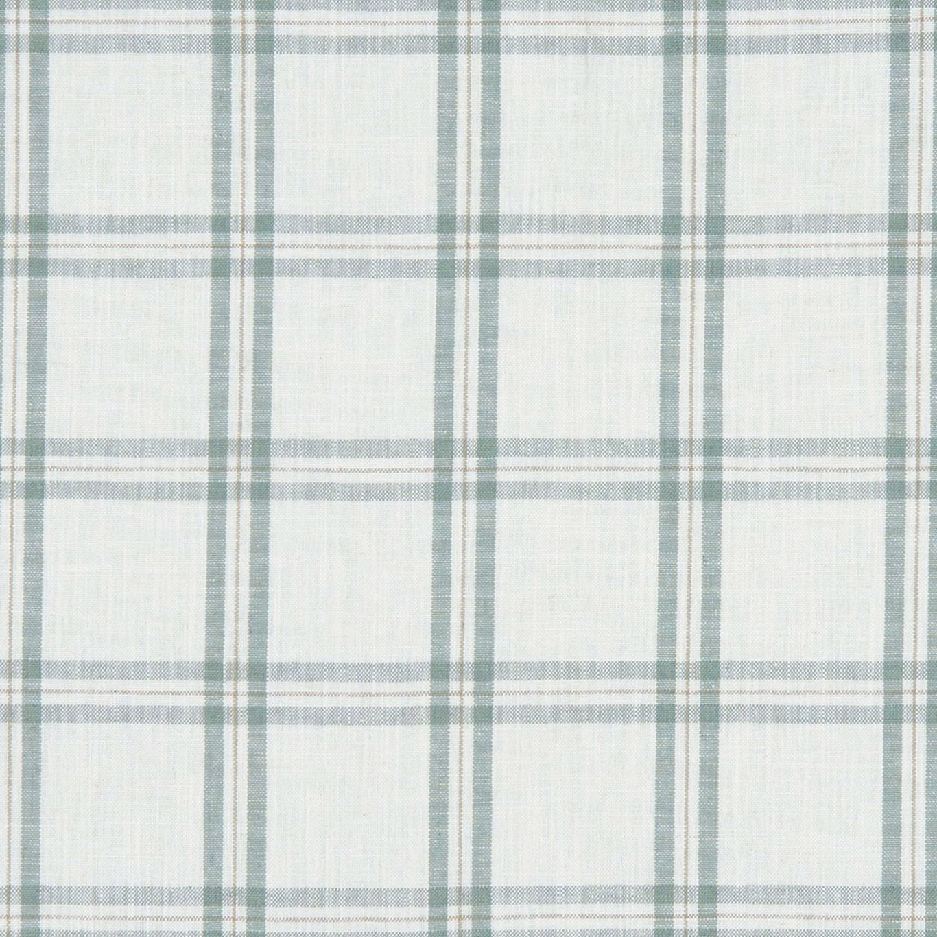Pale mineral-blue checked weave with fine grey-green lines and a soft ground