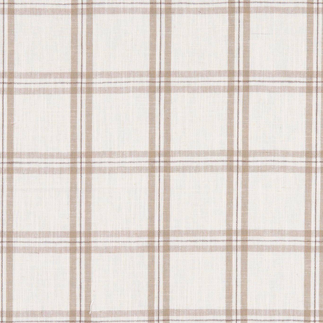 Warm ivory checked fabric with taupe lines and a lightly textured woven surface