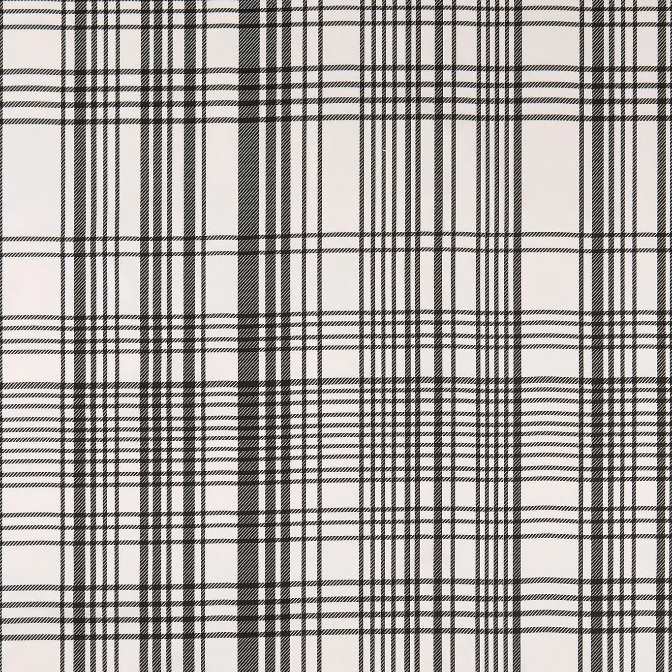 Black and white plaid fabric with fine and dense intersecting stripe bands