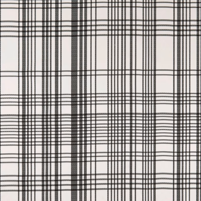 Black and white plaid fabric with fine and dense intersecting stripe bands