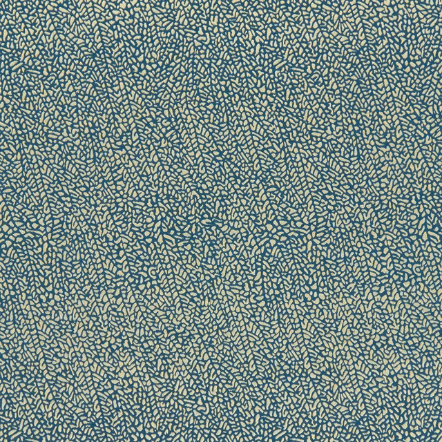 Deep teal textile with dense pale-gold pebble-like tracery and fine surface grain