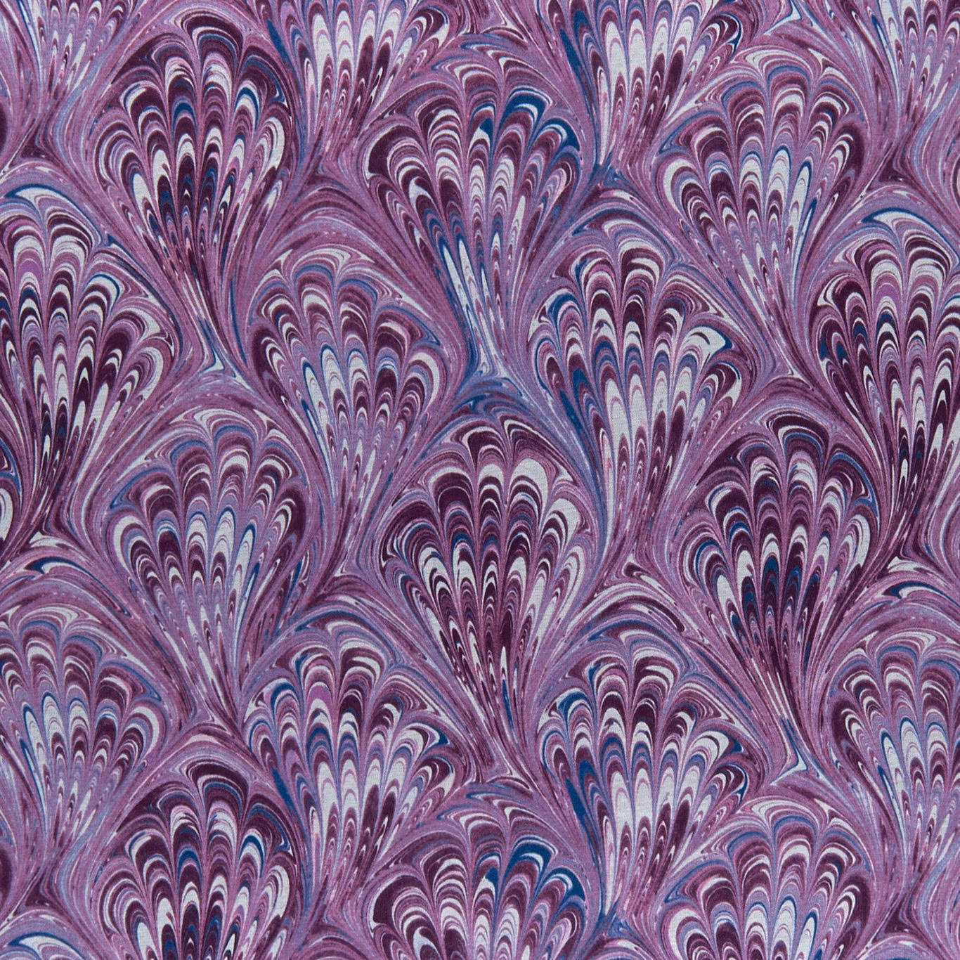 Amethyst purple and lilac feather-fan marbling with blue and plum accents