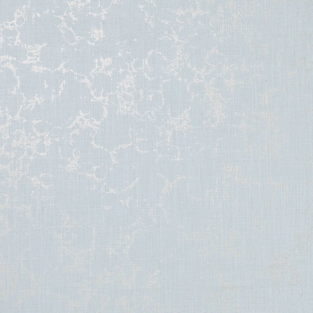 Pale mineral blue-grey woven fabric with chalk-white branching distressed marks