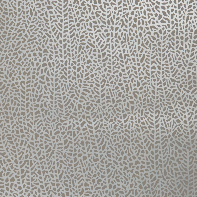 Blush-grey wallpaper with a dense pale branching coral motif