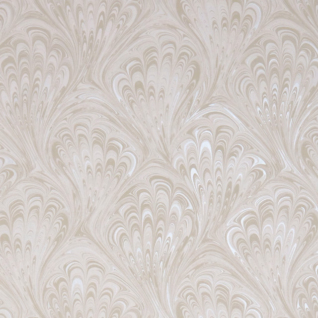 Ivory and pearl marbled feather motifs with softly rippled detail