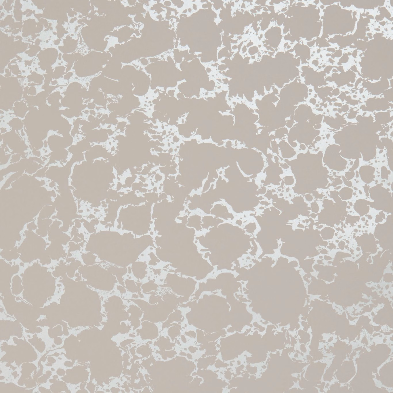 Warm blush-taupe wallpaper with pale silver irregular marbled tracery
