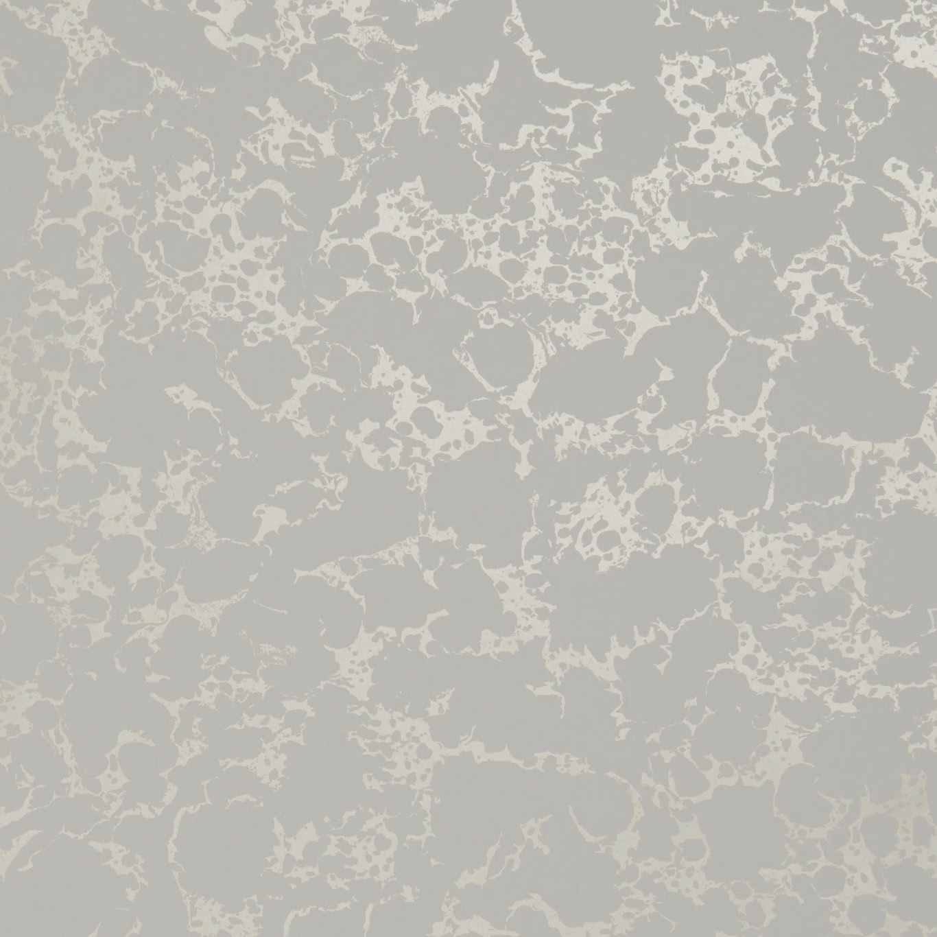 Pale grey wallpaper with ivory-gold fragmented tracery and a softly mottled ground