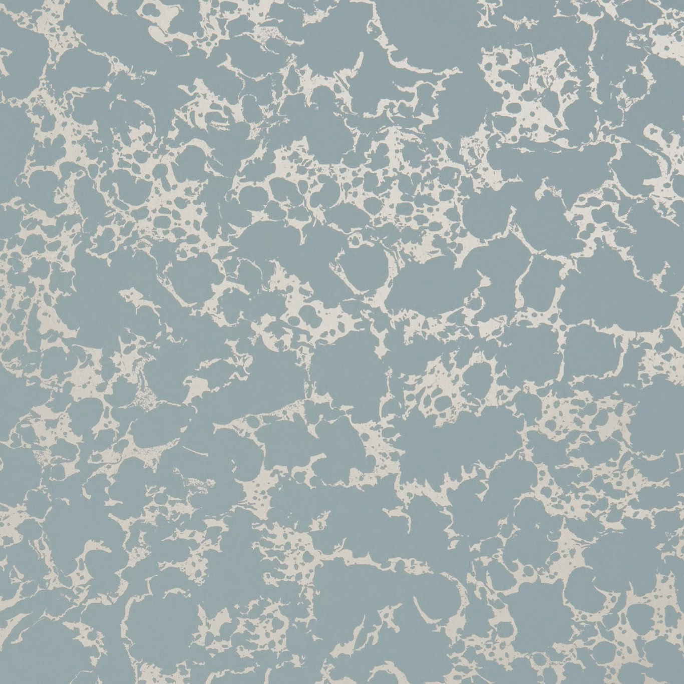 Cool mineral-blue wallpaper with pale gold, irregular stone-like marbling