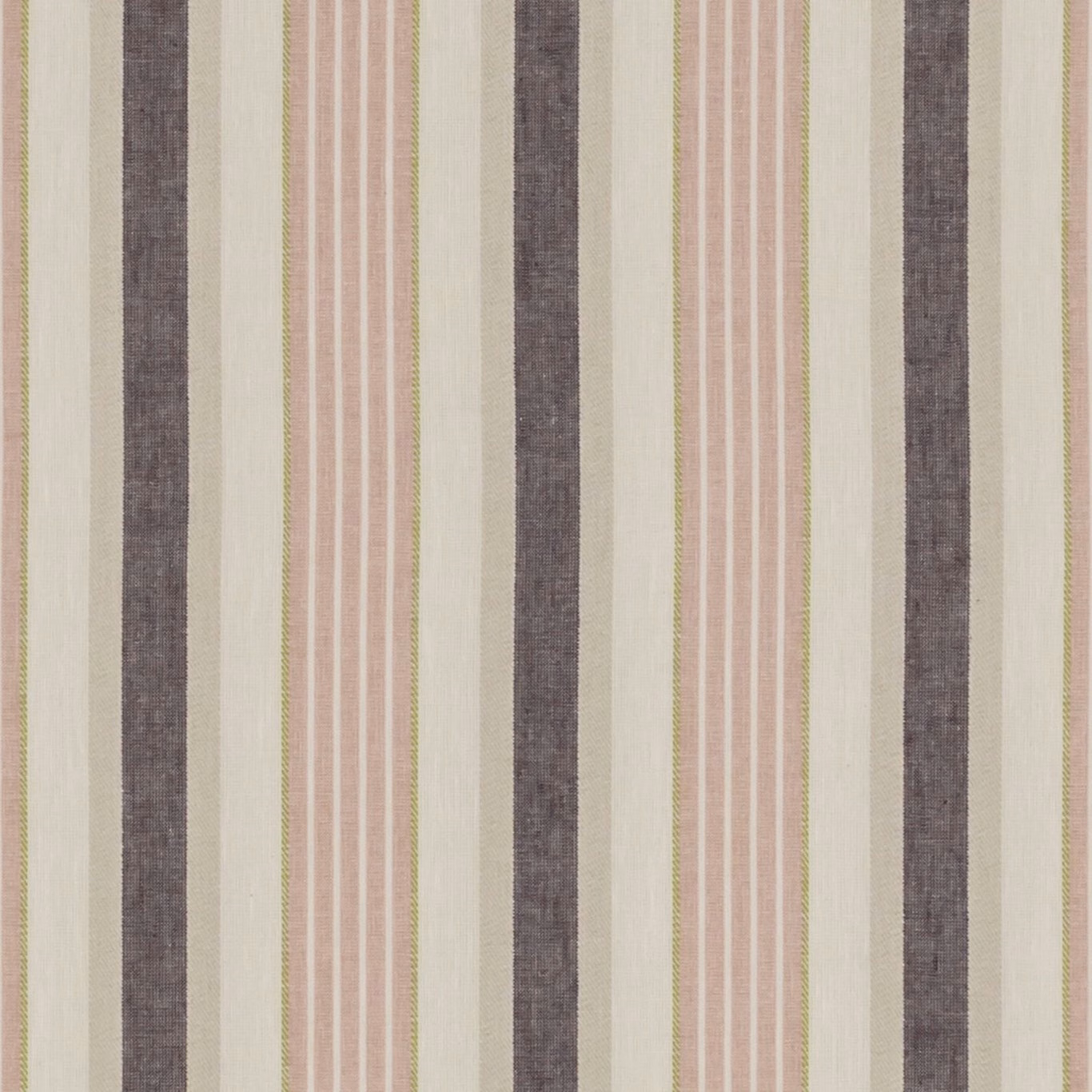 Blush and damson vertical stripes with olive pinlines in a textured weave
