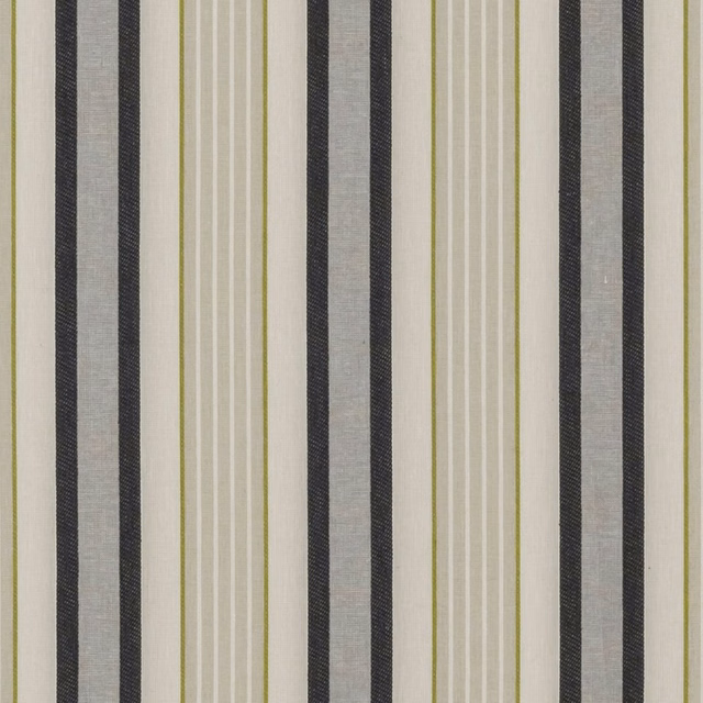 Charcoal, cream and chartreuse vertical woven stripes with a lightly textured surface