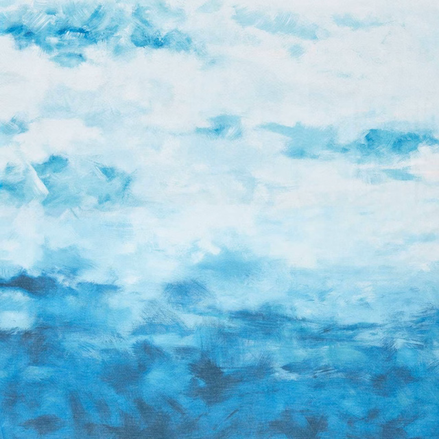 Layered azure and pale aqua abstract watercolour washes on flowing drapery fabric