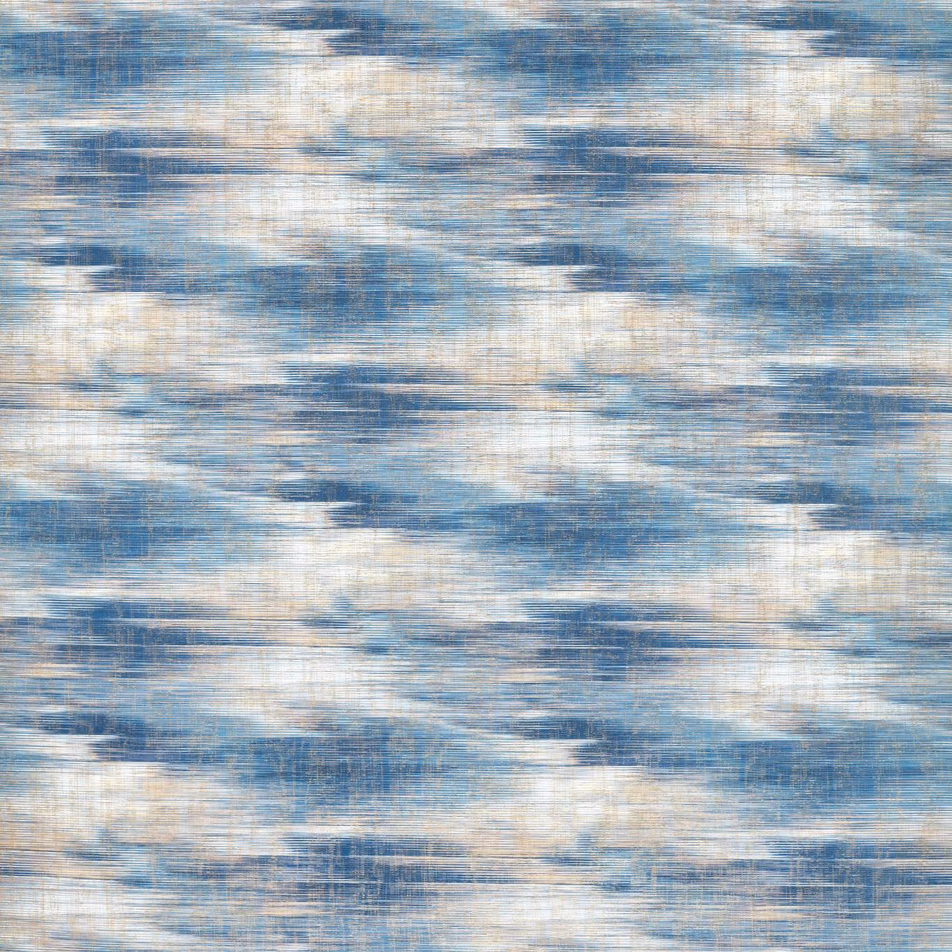 Cool blue and ivory fabric with painterly horizontal striations and softly brushed texture