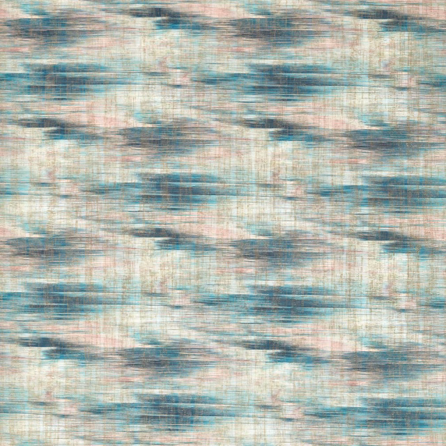 Mineral aqua fabric with smoky teal bands, blush traces and crosshatched texture