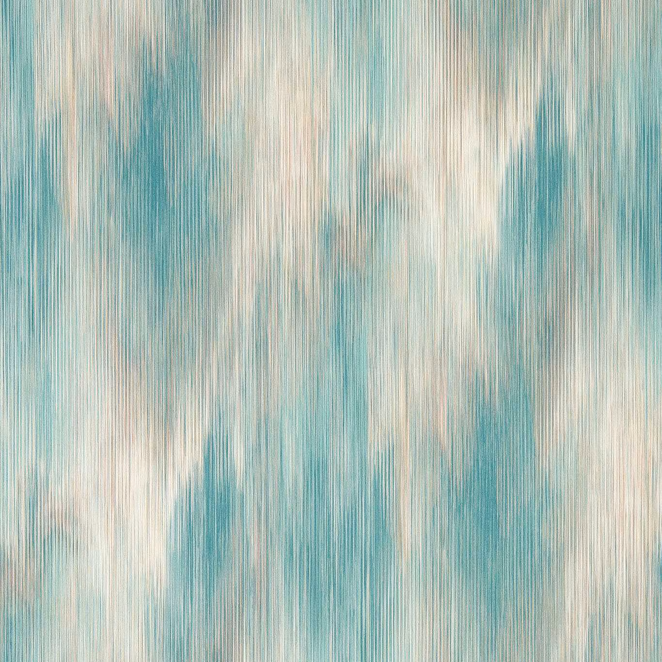 Muted mineral teal wallpaper with ivory, blush and vertical painterly striations