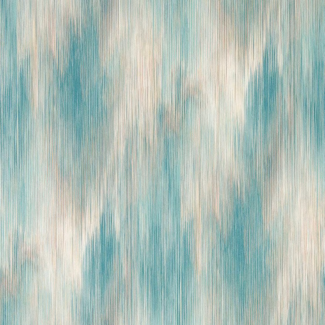 Muted mineral teal wallpaper with ivory, blush and vertical painterly striations