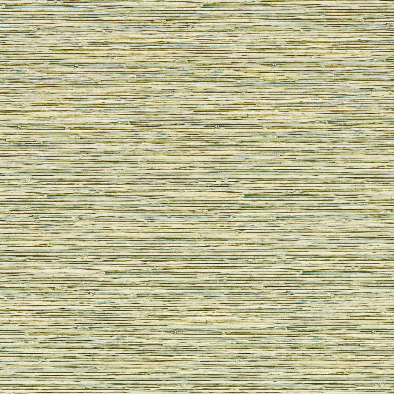 Pale palm-green wallpaper with fine cream, beige and olive horizontal striations