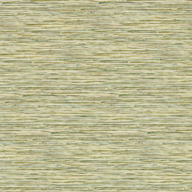 Pale palm-green wallpaper with fine cream, beige and olive horizontal striations
