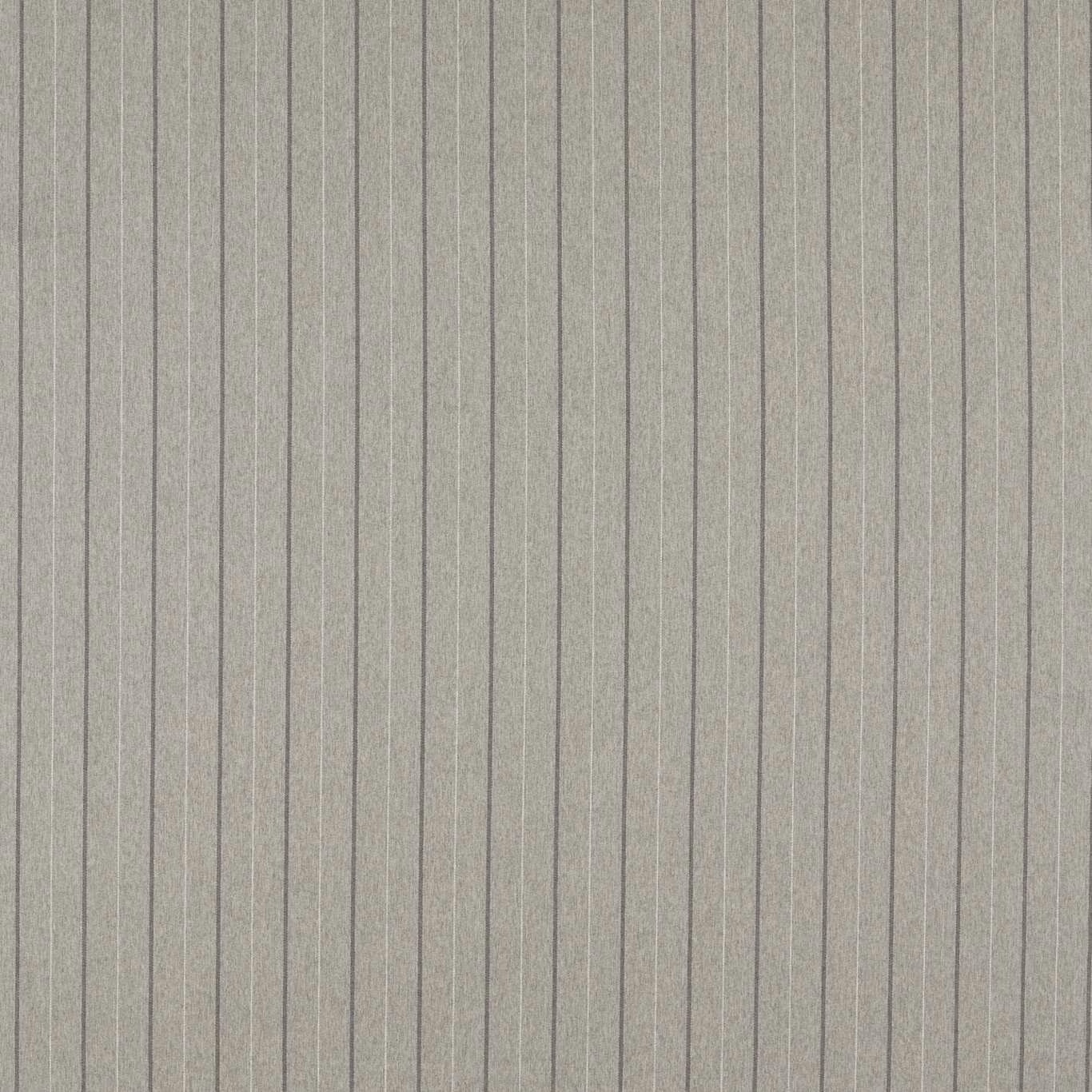 Charcoal-grey woven upholstery fabric with fine vertical pinstripes and subtle texture