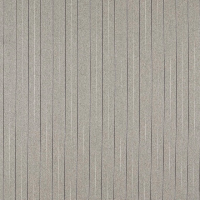Charcoal-grey woven upholstery fabric with fine vertical pinstripes and subtle texture