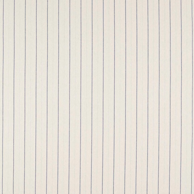 Ivory woven swatch with fine cool blue-grey vertical pinstripes and subtle texture