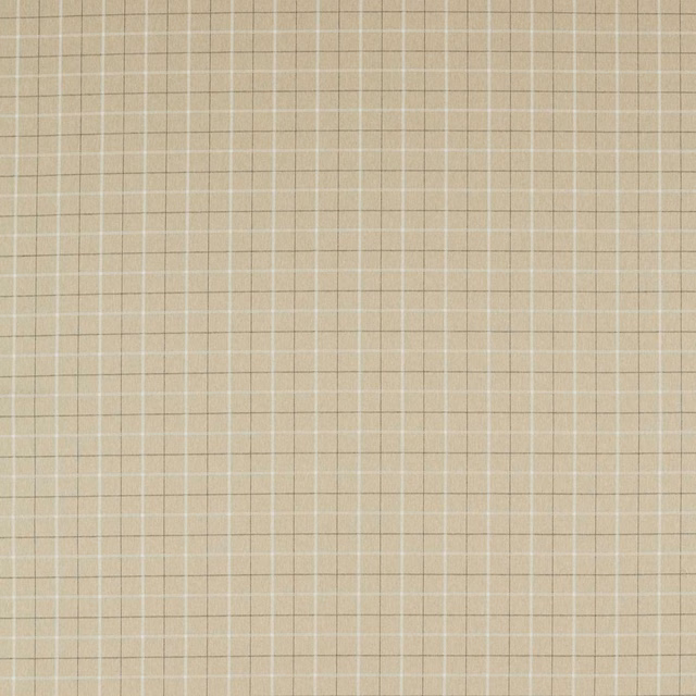 Warm flax-beige upholstery with a fine pale grid and subtle woven texture