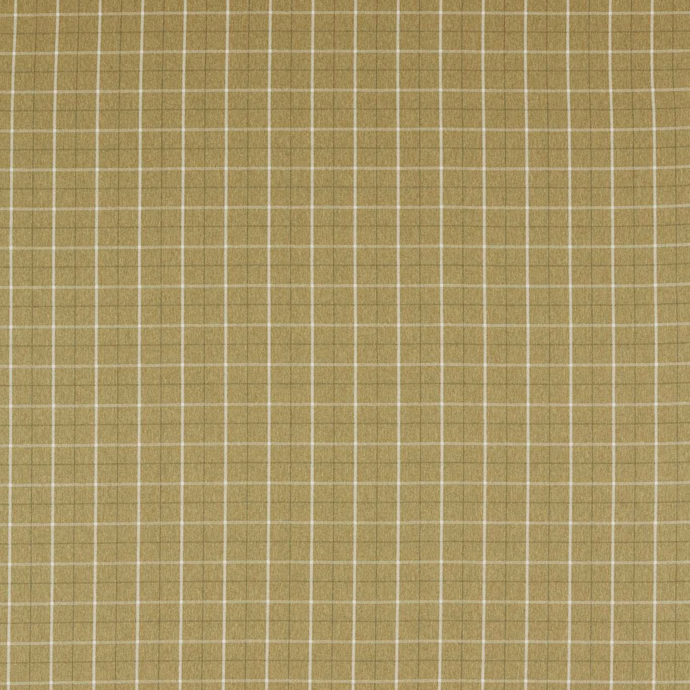 Muted olive woven fabric with fine white windowpane check and softly textured surface