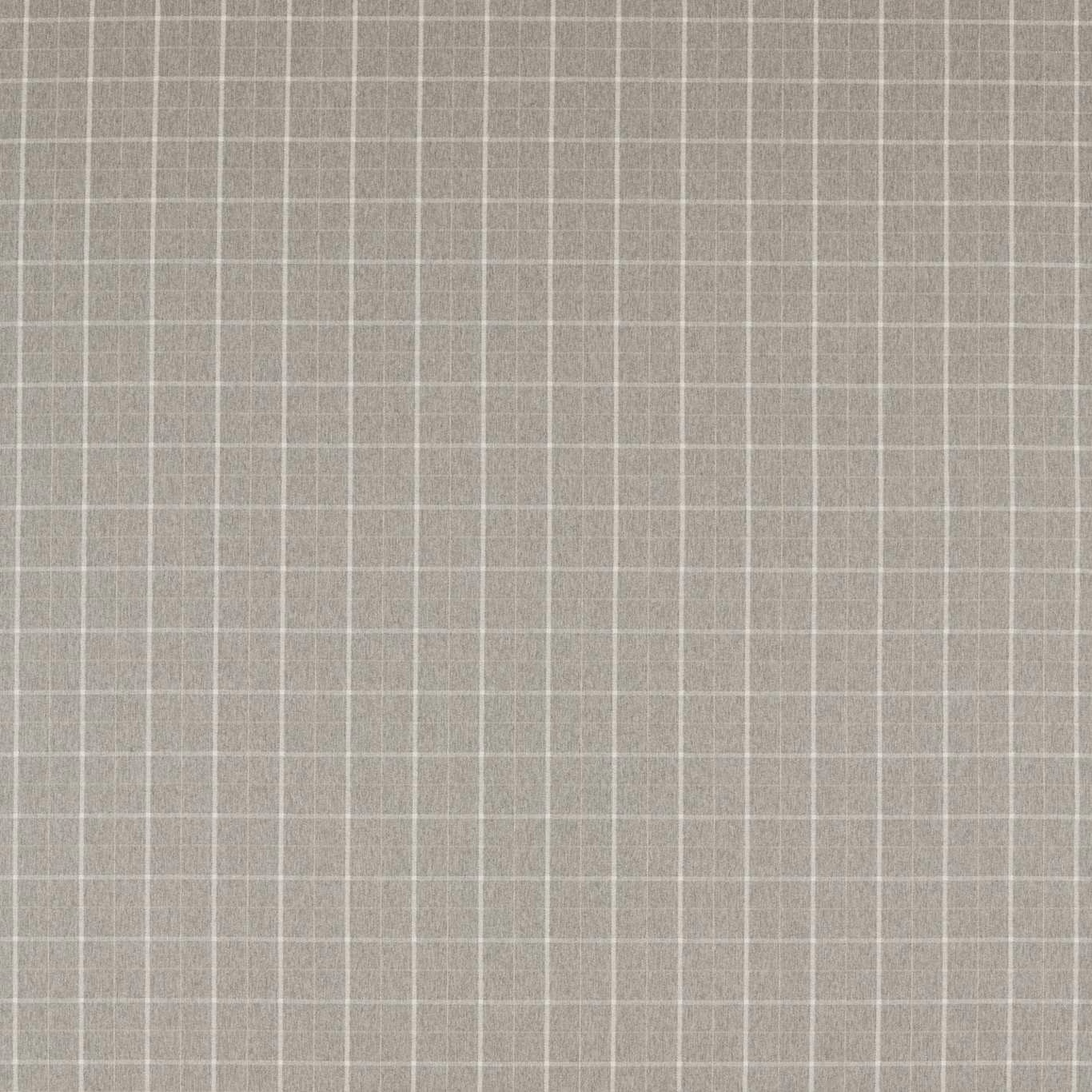 Soft pebble-taupe woven fabric with a fine white windowpane check