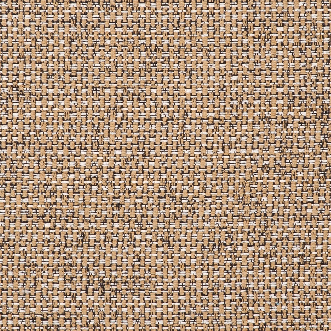 Warm camel-brown upholstery weave with cream and dark flecks in a basket texture