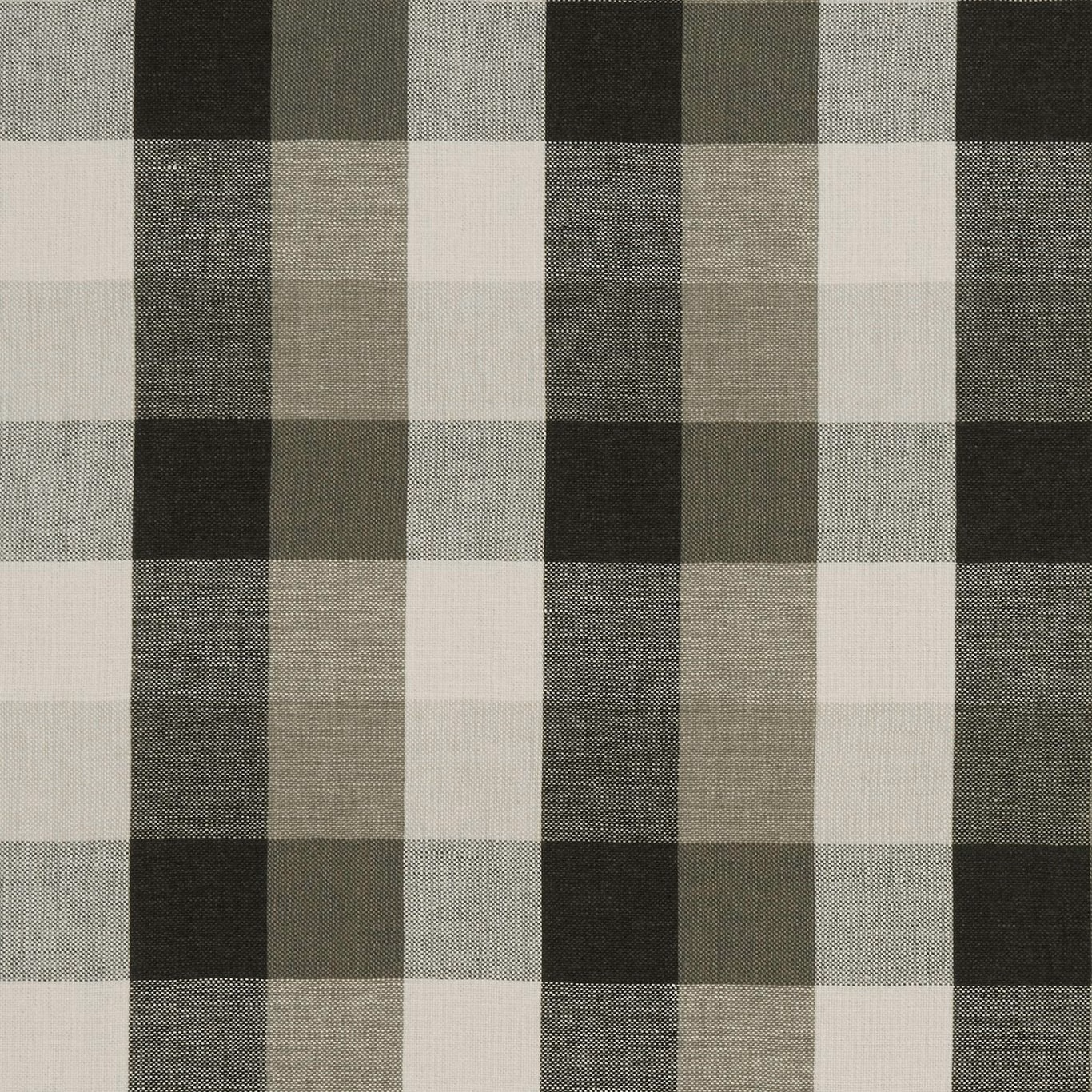 Charcoal, black, stone and ivory woven check with fine crosshatch texture