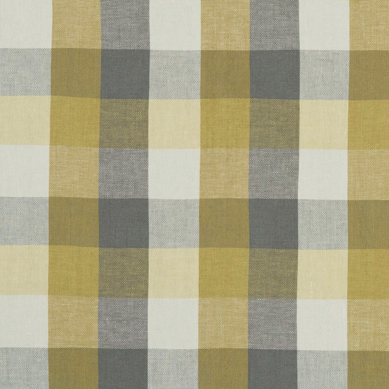 Muted citron, natural and charcoal-grey woven check with fine crosshatch texture